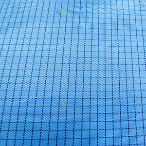 ESD Blue Grid 25mm tecido antiestático para uniforme de sala limpa