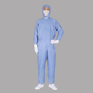 Vestuário de trabalho ESD lavável antiestático de poliéster para sala limpa para fábrica farmacêutica